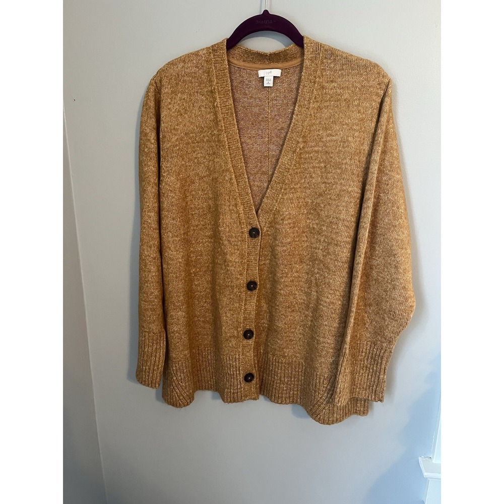 J. Jill Women's Cardigan Sweater XLP Brown Button Front Long Sleeve V Neck Knit